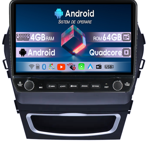 Navigatii Dedicate - Navigatie dedicata Hyundai Santa Fe IX 45 2012-2017 Tesla cu butoane rotative model 2024, 4GB RAM 64GB ROM, Procesor Quadcore, Android 14, Display QLED 10", DSP, Carplay&Android Auto