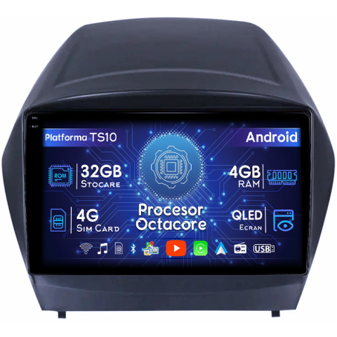 IX35 2009-2015 - Navigatie dedicata Hyundai IX35 2009-2015, 4GB RAM 32GB ROM, Octacore, Android 14, Display QLED 1K 9", DSP, Carplay&Android Auto, SIM 4G, Bluetooth, Ventilator Activ