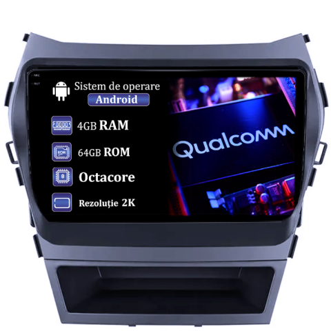 IX45 2013-2017 - Navigatie dedicata Hyundai IX45 2013-2017, 4GB RAM 64GB ROM, Procesor Qualcomm Octacore, Android 14, Rezolutie 2K, Display QLED 9", DSP, Carplay&Android Auto, SIM 4G