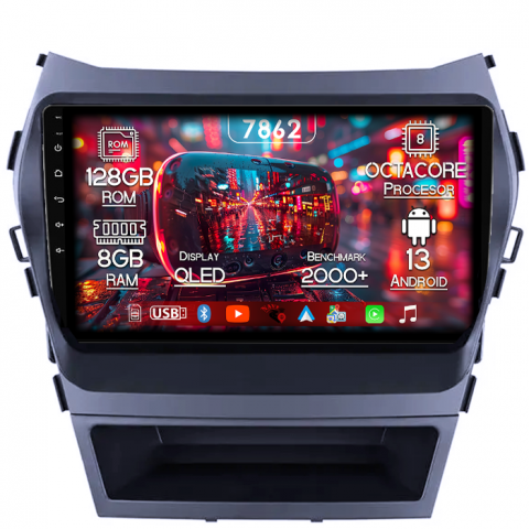 Hyundai - Navigatie dedicata Hyundai IX45 2013-2017, 8GB RAM 128GB ROM, Octacore, Platforma 7862,Android 13, Display QLED 9”, Suporta camera 360º, DSP, Carplay&Android Auto, SIM 4G, Ventilator Activ
