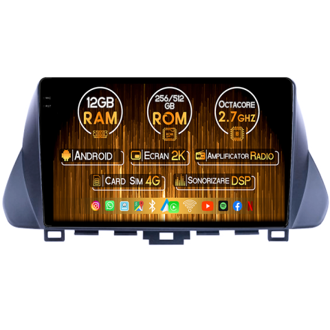 Hyundai Lafesta 2019 - Navigatie dedicata Hyundai Lafesta 2019, 12GB RAM 256GB ROM, Android 14, Rezolutie 2K, Display QLED, 9", DSP, Carplay, Android Auto, Internet, Youtube, Waze, Wi Fi, USB
