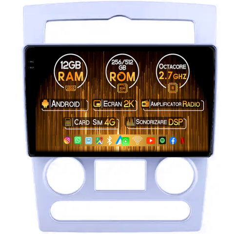 Rohens Coupe 2004-2006 - Navigatie dedicata Hyundai Rohens Coupe 2004-2006, 12GB RAM 256GB ROM, Android 14, Rezolutie 2K, Display QLED, 9", DSP, Carplay, Android Auto, Internet, Youtube, Waze, Wi Fi, USB