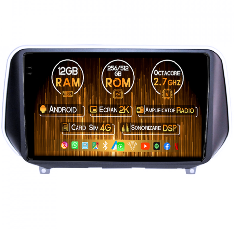 Santa Fe 2018+ - Navigatie dedicata Hyundai Santa Fe 2018+, 12GB RAM 256GB ROM, Android 14, Rezolutie 2K, Display QLED, 9", DSP, Carplay, Android Auto, Internet, Youtube, Waze, Wi Fi, USB