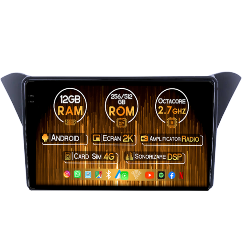 Rohens Coupe 2012 - Navigatie dedicata Hyundai Rohens Coupe 2012, 12GB RAM 256GB ROM, Android 14, Rezolutie 2K, Display QLED, 9", DSP, Carplay, Android Auto, Internet, Youtube, Waze, Wi Fi, USB