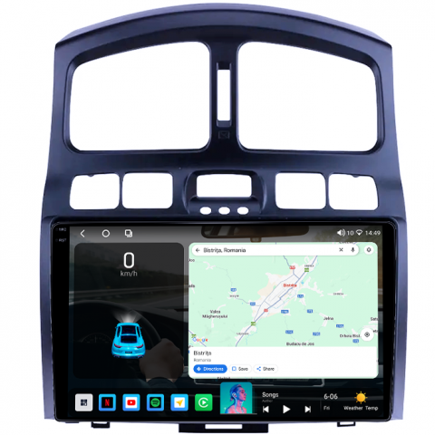 Navigatie dedicata Hyundai Santa Fe 2000-2012, 4GB RAM 64GB ROM, Octacore, Android 14, Display QLED 1K 9", Carplay&Android Auto, SIM 4G, Ventilator Activ [1]