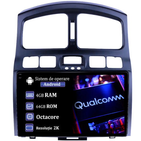 Santa Fe 1 2000-2006 - Navigatie dedicata Hyundai Santa Fe 2000-2012, 4GB RAM 64GB ROM, Procesor Qualcomm Octacore, Android 14, Rezolutie 2K, Display QLED 9", DSP, Carplay&Android Auto, SIM 4G