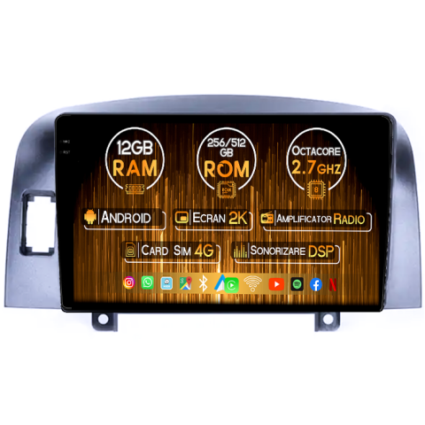 Sonata NF 2004-2008 - Navigatie dedicata Hyundai Sonata NF 2004-2008, 12GB RAM 256GB ROM, Android 14, Rezolutie 2K, Display QLED, 9", DSP, Carplay, Android Auto, Internet, Youtube, Waze, Wi Fi, USB