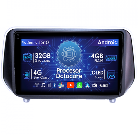 Santa Fe 2018+ - Navigatie dedicata Hyundai Santa Fe 2018+, 4GB RAM 32GB ROM, Octacore, Android 14, Display QLED 1K 9", DSP, Carplay&Android Auto, SIM 4G, Bluetooth, Ventilator Activ