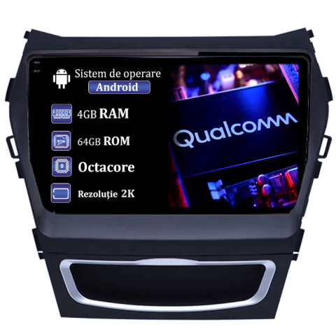 Santa Fe Ix 45 (2012-2017) - Navigatie dedicata Hyundai Santa Fe ix 45 2012-2017, 4GB RAM 64GB ROM, Procesor Qualcomm Octacore, Android 14, Rezolutie 2K, Display QLED 9", DSP, Carplay&Android Auto, SIM 4G