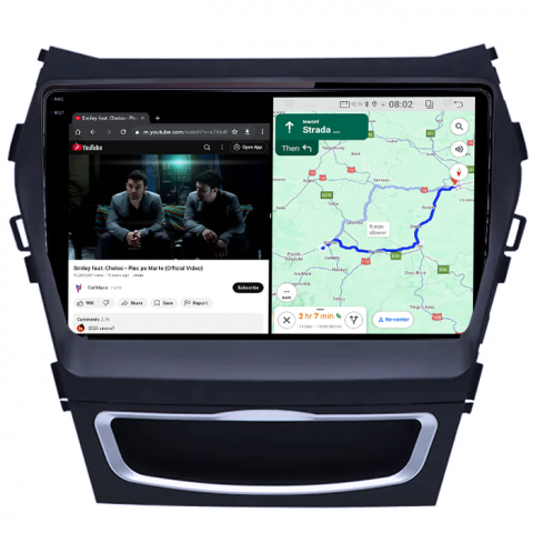 Navigatie dedicata Hyundai Santa Fe ix 45 2012-2017, 4GB RAM 64GB ROM, Quad Core, Display 9" QLED 1K, Carplay, Android 14, Bluetooth, Magazin Play, Suport Camere AHD [2]