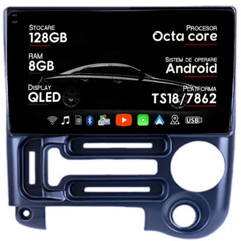 Navigatii Dedicate - Navigatie dedicata Hyundai Santro 2006-2015 , 8GB RAM 128GB ROM, Octacore, Platforma 7862, Android 14, Display QLED 9", Suporta camera 360", DSP, Carplay&Android Auto, SIM 4G, Ventilator Activ