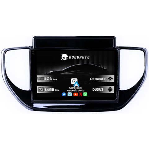 Navigatii Dedicate - Navigatie dedicata Hyundai Solaris 2 2020-2021, DUDU3, 4GB RAM 64GB ROM, Octacore, Platforma 8581, Android, Display QLED 9", DSP, Carplay&AndroidAuto