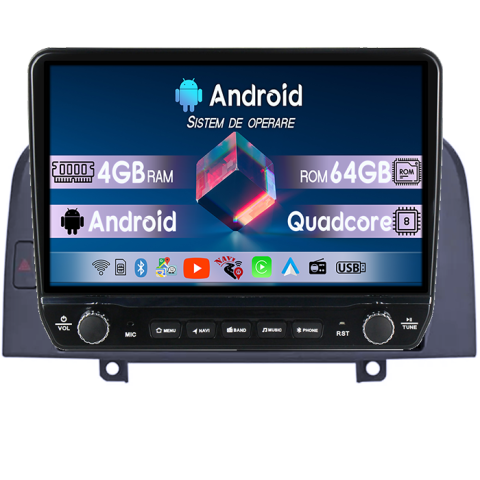 Navigatii Dedicate - Navigatie dedicata Hyundai Sonata NF 2004-2008 Tesla cu butoane rotative model 2024, 4GB RAM 64GB ROM, Procesor Quadcore, Android 14, Display QLED 10", DSP, Carplay&Android Auto