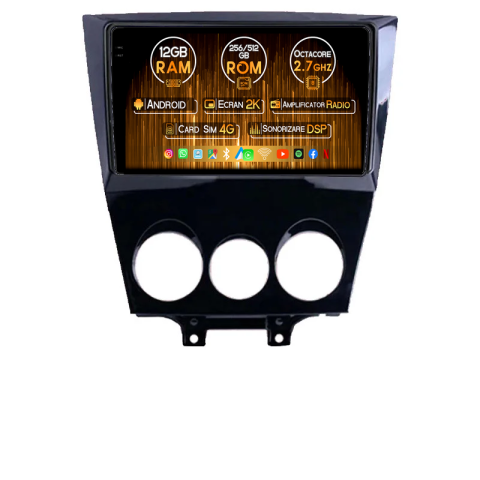 Navigatii Dedicate - Navigatie dedicata Mazda RX-8 2009-2011, 12GB RAM 256GB ROM, Android 14, Rezolutie 2K, Display QLED, 9", DSP, Carplay, Android Auto, Internet, Youtube, Waze, Wi Fi, USB