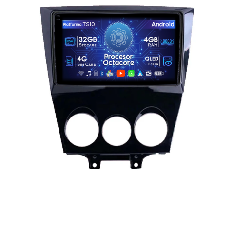 Navigatii Dedicate - Navigatie dedicata Mazda RX-8 2009-2011, 4GB RAM 32GB ROM, Octacore, Android 14, Display QLED  9", DSP, Carplay&Android Auto, SIM 4G, Bluetooth, Ventilator Activ