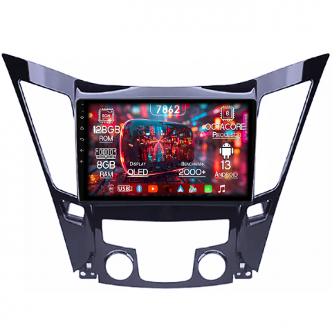 Hyundai - Navigatie dedicata Hyundai Sonata 2009-2014, 8GB RAM 128GB ROM, Octacore, Platforma 7862,Android 13, Display QLED 9”, Suporta camera 360º, DSP, Carplay&Android Auto, SIM 4G, Ventilator Activ