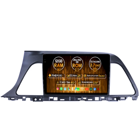 Sonata9 2015-2018 - Navigatie dedicata Hyundai Sonata9 2015-2018, 12GB RAM 256GB ROM, Android 14, Rezolutie 2K, Display QLED, 9", DSP, Carplay, Android Auto, Internet, Youtube, Waze, Wi Fi, USB