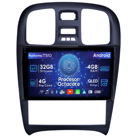 Sonata Fe 2004-2012 - Navigatie dedicata Hyundai Sonata Fe 2004-2012 , 4GB RAM 32GB ROM, Octacore, Android 14, Display QLED 1K 9", DSP, Carplay&Android Auto, SIM 4G, Bluetooth, Ventilator Activ