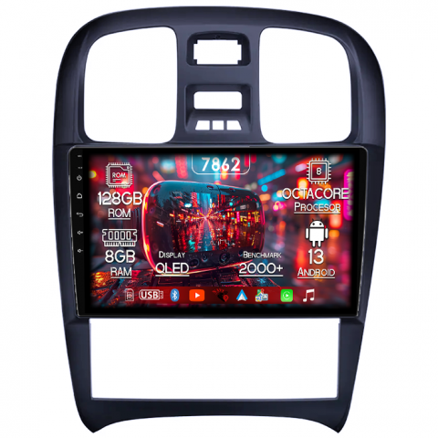 Hyundai - Navigatie dedicata Hyundai Sonata Fe 2004-2012, 8GB RAM 128GB ROM, Octacore, Platforma 7862,Android 13, Display QLED 9”, Suporta camera 360º, DSP, Carplay&Android Auto, SIM 4G, Ventilator Activ