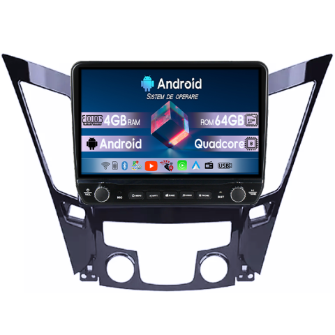 Navigatii Dedicate - Navigatie dedicata Hyundai Sonata 2009-2014 Tesla cu butoane rotative model 2024, 4GB RAM 64GB ROM, Procesor Quadcore, Android 14, Display QLED 10", DSP, Carplay&Android Auto