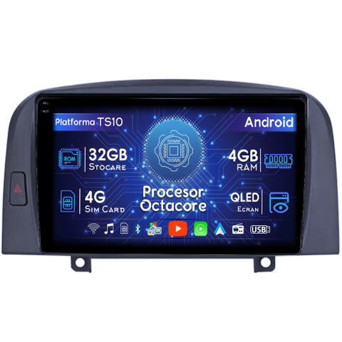 Hyundai - Navigatie dedicata Hyundai Sonata NF 2004-2008, 4GB RAM 32GB ROM, Octacore, Android 14, Display QLED 1K 9", DSP, Carplay&Android Auto, SIM 4G, Bluetooth, Ventilator Activ