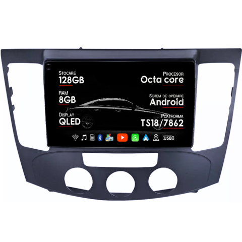 Sonata NF 2009 - Navigatie dedicata Hyundai Sonata NF 2009, 8GB RAM 128GB ROM, Octacore, Platforma TS18, Android 13, Display QLED 9”, Suporta camera 360º, DSP, Carplay&Android Auto, SIM 4G, Ventilator Activ
