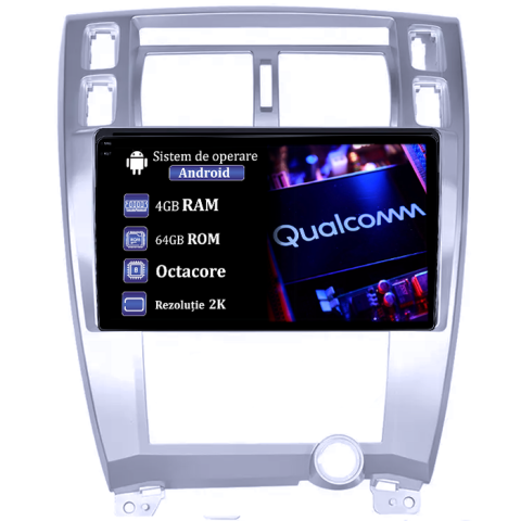 Tucson (2001-2009) - Navigatie dedicata Hyundai Tucson 1 2004-2009, 4GB RAM 64GB ROM, Procesor Qualcomm Octacore, Android 14, Rezolutie 2K, Display QLED 10", DSP, Carplay&Android Auto, SIM 4G