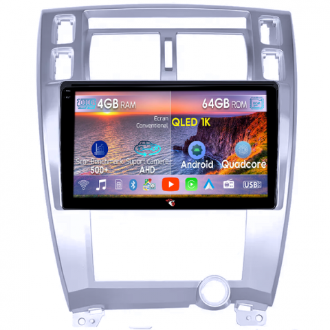 Tucson (2001-2009) - Navigatie dedicata Hyundai Tucson 2004-2009, 4GB RAM 64GB ROM, Octacore, Android 14, Display QLED 1K 10", Carplay&Android Auto, SIM 4G, Ventilator Activ