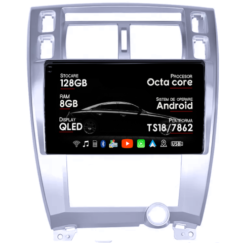 Navigatii Dedicate - Navigatie dedicata Hyundai Tucson 2004-2009, 8GB RAM 128GB ROM, Octacore, Platforma TS18, Android 13, Display QLED 10”, Suporta camera 360º, DSP, Carplay&Android Auto, SIM 4G, Ventilator Activ