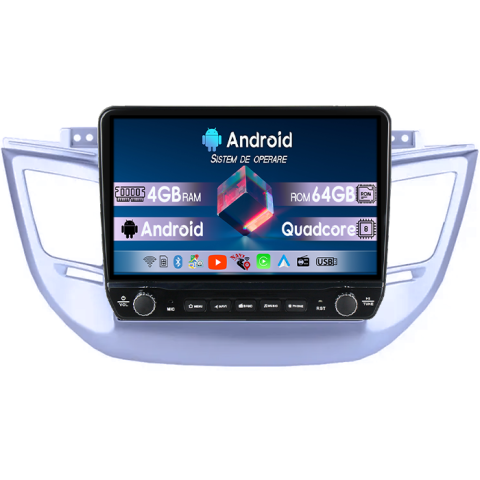 Navigatii Dedicate - Navigatie dedicata Hyundai Tucson 2014-2018 Tesla cu butoane rotative model 2024, 4GB RAM 64GB ROM, Procesor Quadcore, Android 14, Display QLED 10", DSP, Carplay&Android Auto