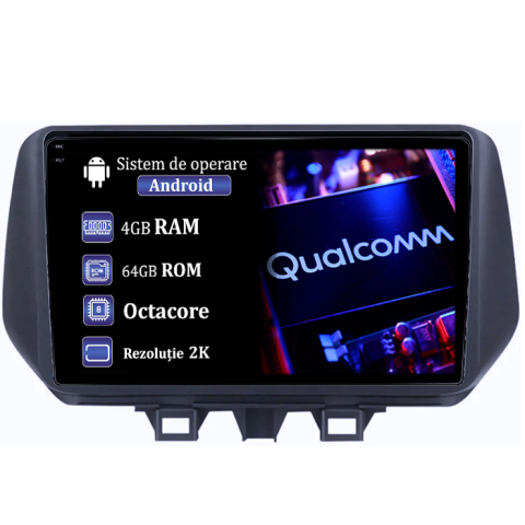 Tucson 2018-2020 - Navigatie dedicata Hyundai Tucson 2018-2020, 4GB RAM 64GB ROM, Procesor Qualcomm Octacore, Android 14, Rezolutie 2K, Display QLED 10", DSP, Carplay&Android Auto, SIM 4G