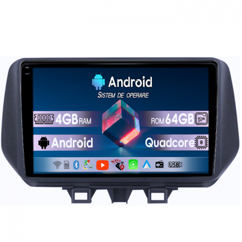 Hyundai - Navigatie dedicata Hyundai Tucson 2018-2020, 4GB RAM 64GB ROM, Quad Core, Display 10" QLED 1K, Carplay, Android 14, Bluetooth, Magazin Play, Suport Camere AHD