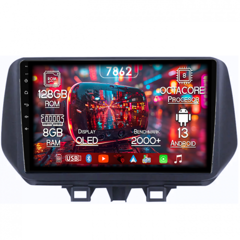 Hyundai - Navigatie dedicata Hyundai Tucson 2018-2020, 8GB RAM 128GB ROM, Octacore, Platforma 7862,Android 13, Display QLED 10”, Suporta camera 360º, DSP, Carplay&Android Auto, SIM 4G, Ventilator Activ