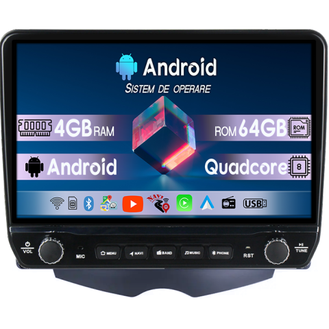 Navigatii Dedicate - Navigatie dedicata Hyundai Veloster FS 2011-2017 Tesla cu butoane rotative model 2024, 4GB RAM 64GB ROM, Procesor Quadcore, Android 14, Display QLED 10", DSP, Carplay&Android Auto