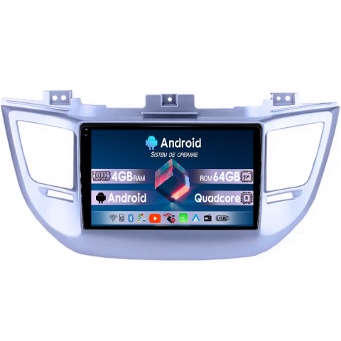Hyundai - Navigatie dedicata Hyundai Tucson IX35 2014-2018, 4GB RAM 64GB ROM, Quad Core, Display 9" QLED 1K, Carplay, Android 14, Bluetooth, Magazin Play, Suport Camere AHD