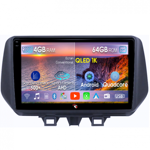Hyundai Tucson IX 35 ( 2019 + ) - Navigatie dedicata Hyundai Tucson IX35 2019+, 4GB RAM 64GB ROM, Octacore, Android 14, Display QLED 1K 9", Carplay&Android Auto, SIM 4G, Ventilator Activ