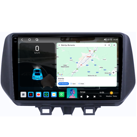 Hyundai Tucson IX 35 ( 2019 + ) - Navigatie dedicata Hyundai Tucson IX35 2019+, 8GB RAM 128GB ROM, Octacore, Platforma 7862, Android 14, Display QLED 9", Suporta camera 360", DSP, Carplay&Android Auto