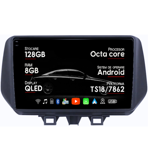 Navigatii Dedicate - Navigatie dedicata Hyundai Tucson IX35 2019+, 8GB RAM 128GB ROM, Octacore, Platforma 7862, Android 14, Display QLED 9", Suporta camera 360", DSP, Carplay&Android Auto, SIM 4G, Ventilator Activ