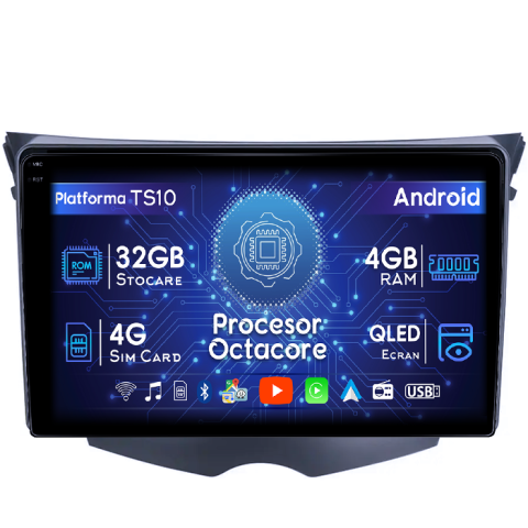 Veloster FS 2011-2017 - Navigatie dedicata Hyundai Veloster FS 2011-2017, 4GB RAM 32GB ROM, Octacore, Android 14, Display QLED 1K 9", DSP, Carplay&Android Auto, SIM 4G, Bluetooth, Ventilator Activ