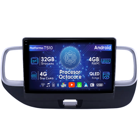 Venue 2019-2020 - Navigatie dedicata Hyundai Venue 2019-2020, 4GB RAM 32GB ROM, Octacore, Android 14, Display QLED 1K 9", DSP, Carplay&Android Auto, SIM 4G, Bluetooth, Ventilator Activ