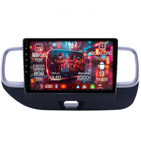 Hyundai - Navigatie dedicata Hyundai Venue 2019-2020, 8GB RAM 128GB ROM, Octacore, Platforma 7862,Android 13, Display QLED 9”, Suporta camera 360º, DSP, Carplay&Android Auto, SIM 4G, Ventilator Activ