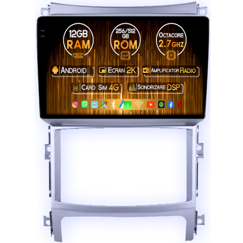 Veracruz IX55 2006-2015 - Navigatie dedicata Hyundai Veracruz IX55 2006-2015 Clima, 12GB RAM 256GB ROM, Android 14, Rezolutie 2K, Display QLED, 9", DSP, Carplay, Android Auto, Internet, Youtube, Waze, Wi Fi, USB