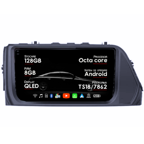 Navigatii Dedicate - Navigatie dedicata Hyundai Verna 2017-2020, 8GB RAM 128GB ROM, Octacore, Platforma TS18, Android 14, Display QLED 9", Suporta camera 360", DSP, Carplay&Android Auto, SIM 4G, Ventilator Activ