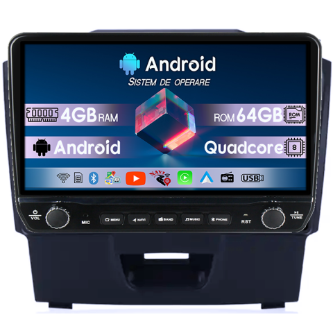 Navigatii Dedicate - Navigatie dedicata Isuzu D-Max 2017 Tesla cu butoane rotative model 2024, 4GB RAM 64GB ROM, Procesor Quadcore, Android 14, Display QLED 10", DSP, Carplay&Android Auto