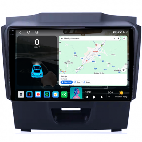 Navigatie dedicata Isuzu D-Max 2017, 4GB RAM 64GB ROM, Octacore, Android 14, Display QLED 1K 9", Carplay&Android Auto, SIM 4G, Ventilator Activ [1]