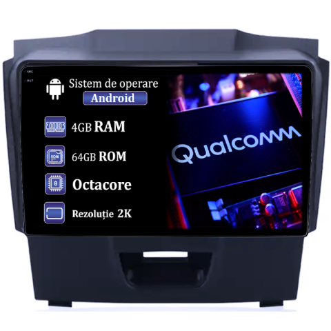 D-Max 2015-2018 - Navigatie dedicata Isuzu D-Max 2017, 4GB RAM 64GB ROM, Procesor Qualcomm Octacore, Android 14, Rezolutie 2K, Display QLED 9", DSP, Carplay&Android Auto, SIM 4G