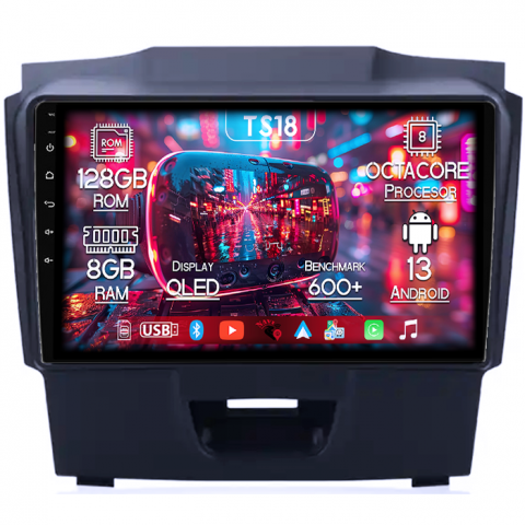 Isuzu - Navigatie dedicata Isuzu D-Max 2017, 8GB RAM 128GB ROM, Octacore, Platforma TS18, Android 13, Display QLED 9”, Suporta camera 360º, DSP, Carplay&Android Auto, SIM 4G, Ventilator Activ