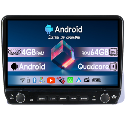 Navigatii Dedicate - Navigatie dedicata Iveco Bronte Tesla cu butoane rotative model 2024, 4GB RAM 64GB ROM, Procesor Quadcore, Android 14, Display QLED 10", DSP, Carplay&Android Auto