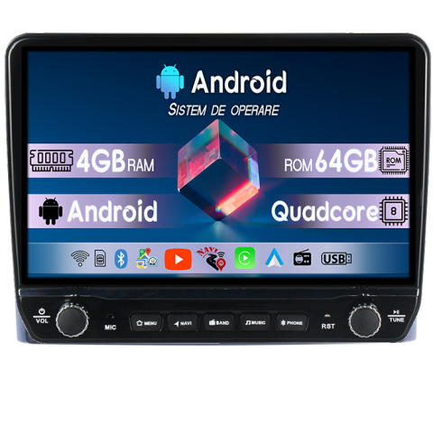 Navigatii Dedicate - Navigatie dedicata Iveco Daily 2014+ Tesla cu butoane rotative model 2024, 4GB RAM 64GB ROM, Procesor Quadcore, Android 14, Display QLED 10", DSP, Carplay&Android Auto