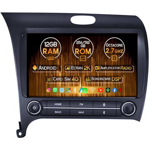 KIA K3 2013-2018 - Navigatie dedicata KIA K3 2013-2018, 12GB RAM 256GB ROM, Android 14, Rezolutie 2K, Display QLED, 9", DSP, Carplay, Android Auto, Internet, Youtube, Waze, Wi Fi, USB